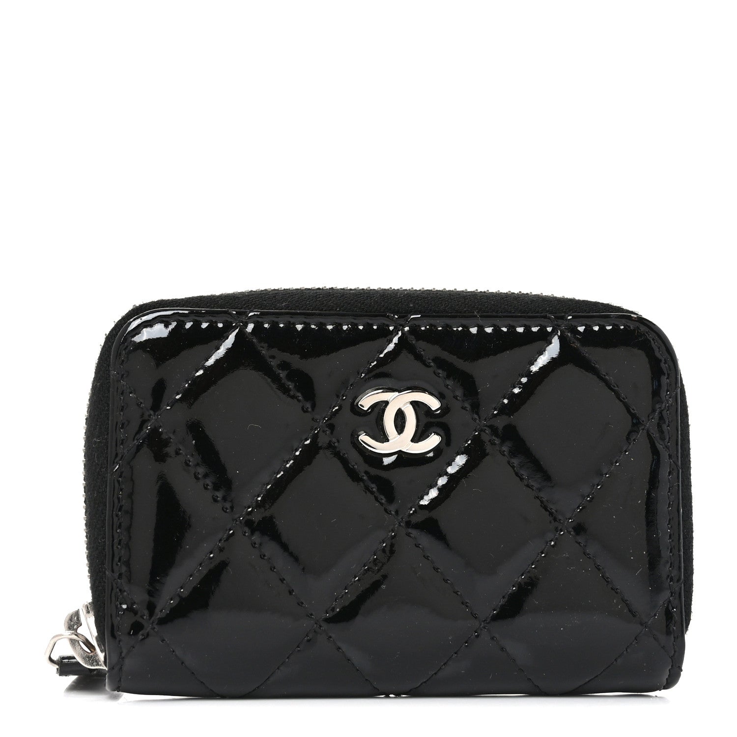 Chanel Patent Calfskin Quilted Zip Coin Purse Black 1 of 7