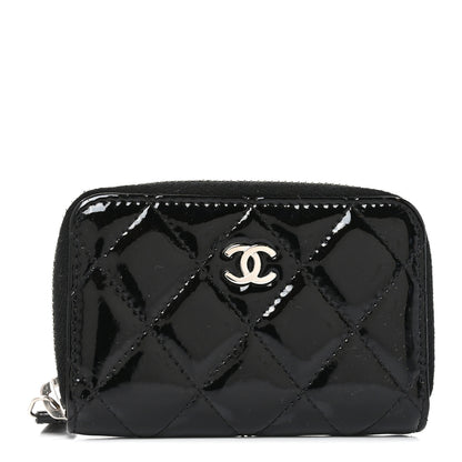 Chanel Patent Calfskin Quilted Zip Coin Purse Black 1 of 7