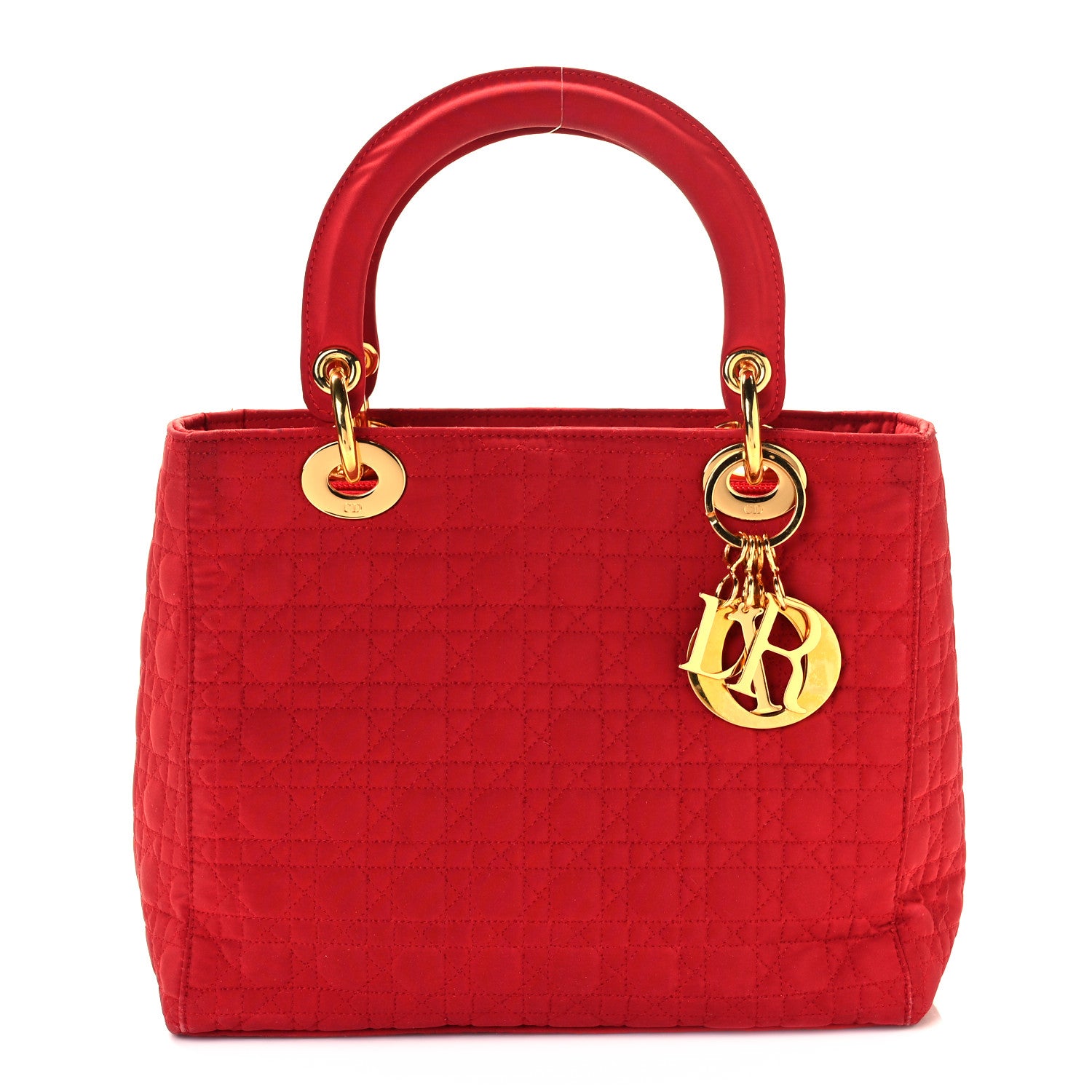 Christian Dior Nylon Cannage Medium Lady Dior Red 1 of 9