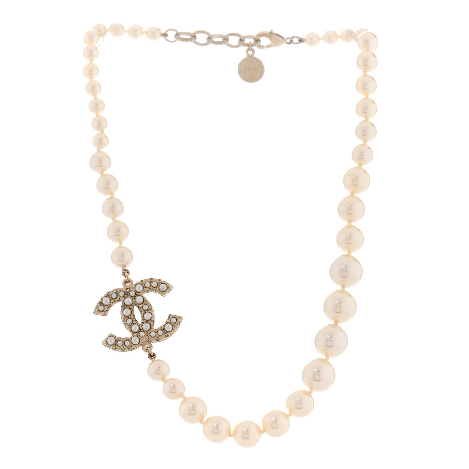 Chanel Pearl CC 100th Anniversary Necklace Light Gold 3 of 6