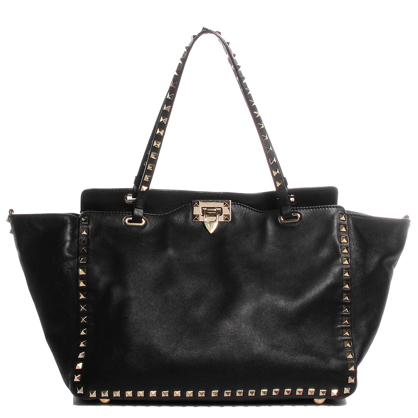 Vitello Medium Rockstud Tote Black