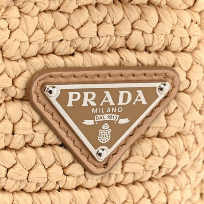 Prada Yarn Raffia Effect Crochet Triangle Shoulder Bag Naturale 9 of 9