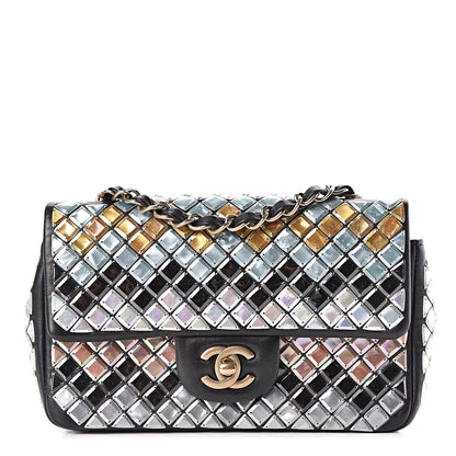 Chanel Lambskin Mosaic Small Flap Black Gold Light Blue 1 of 10