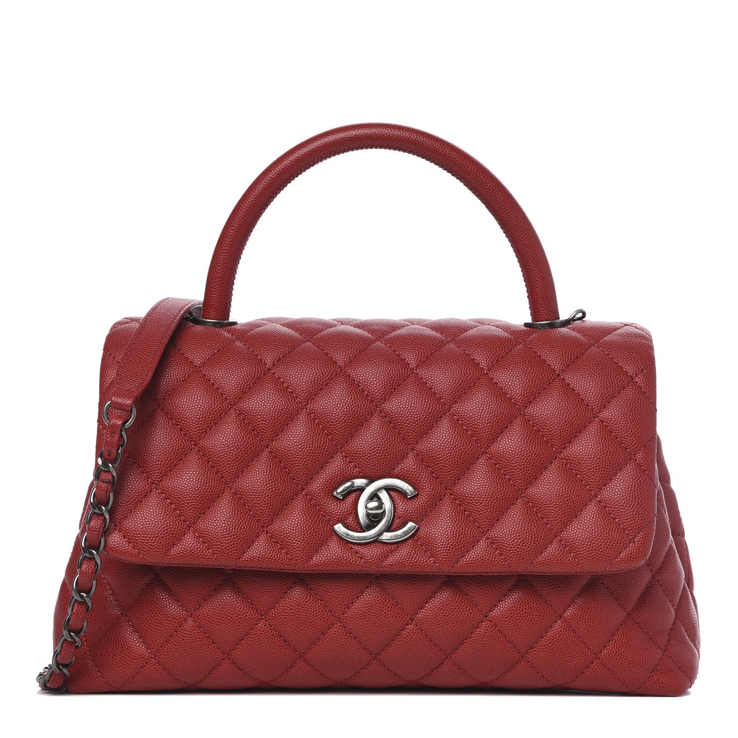 Chanel Caviar Quilted Small Coco Handle Flap Red 1 of 11