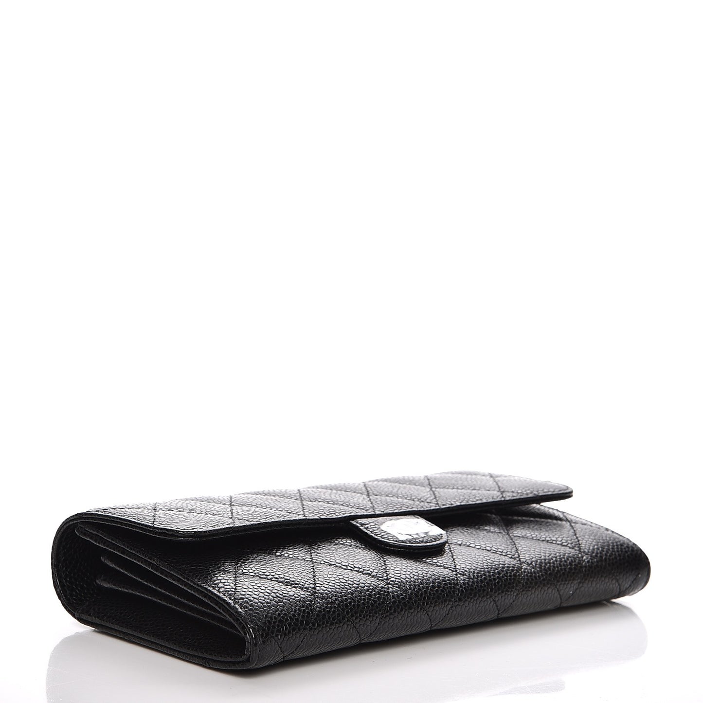 Caviar Quilted Large Flap Wallet Black