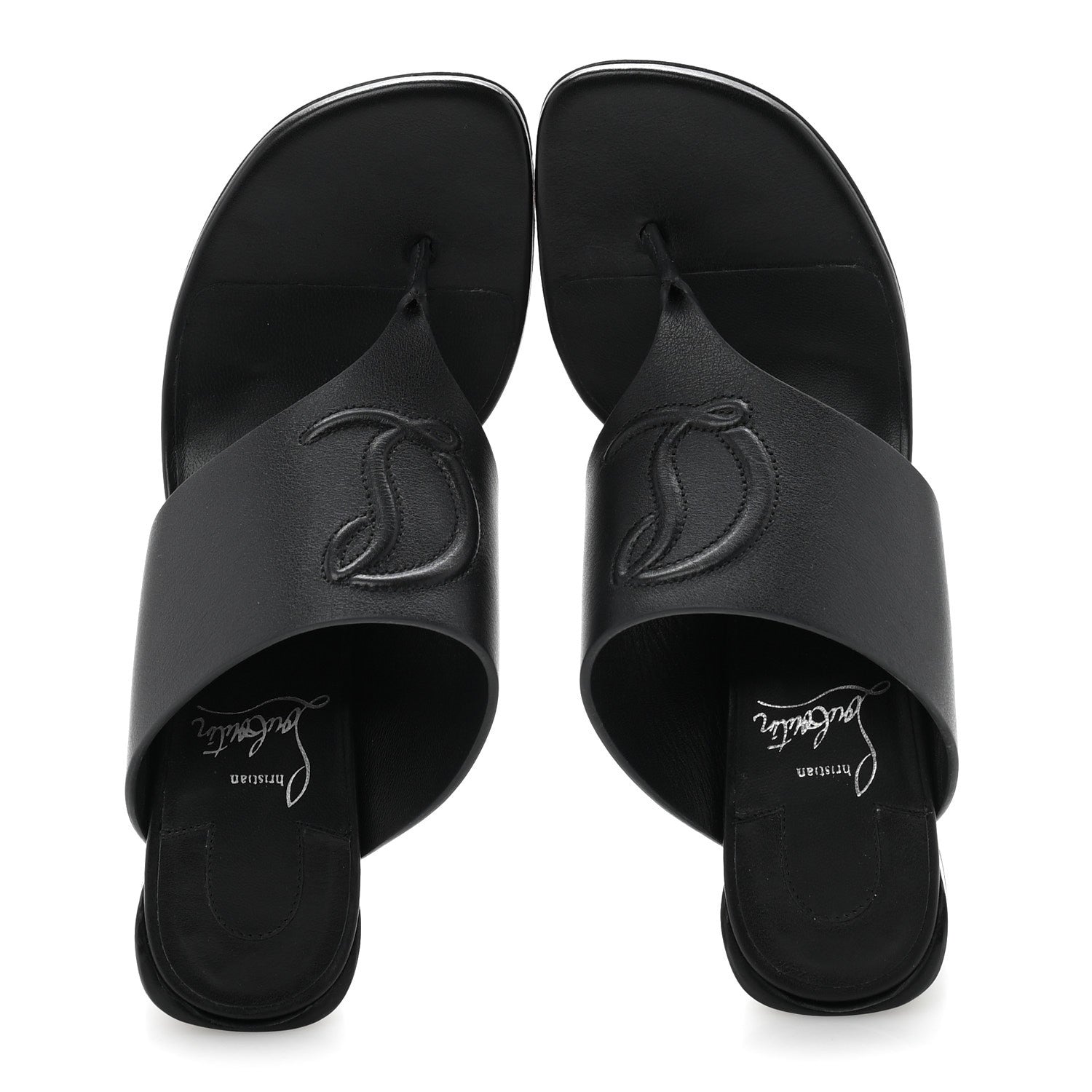Christian Louboutin Calfskin CL Tongamule 55 Mule  35.5 Black 2 of 10