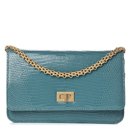 Chanel Lizard Reissue Wallet on Chain WOC Green 1 of 11