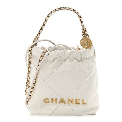 Chanel Shiny Calfskin Quilted Mini Chanel 22 White 1 of 11