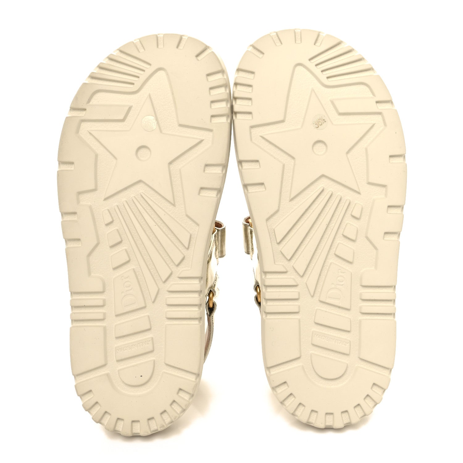 Christian Dior Laminated Crinkled Calfskin Dioract Sandals 36.5 Pale Gold 5 of 8