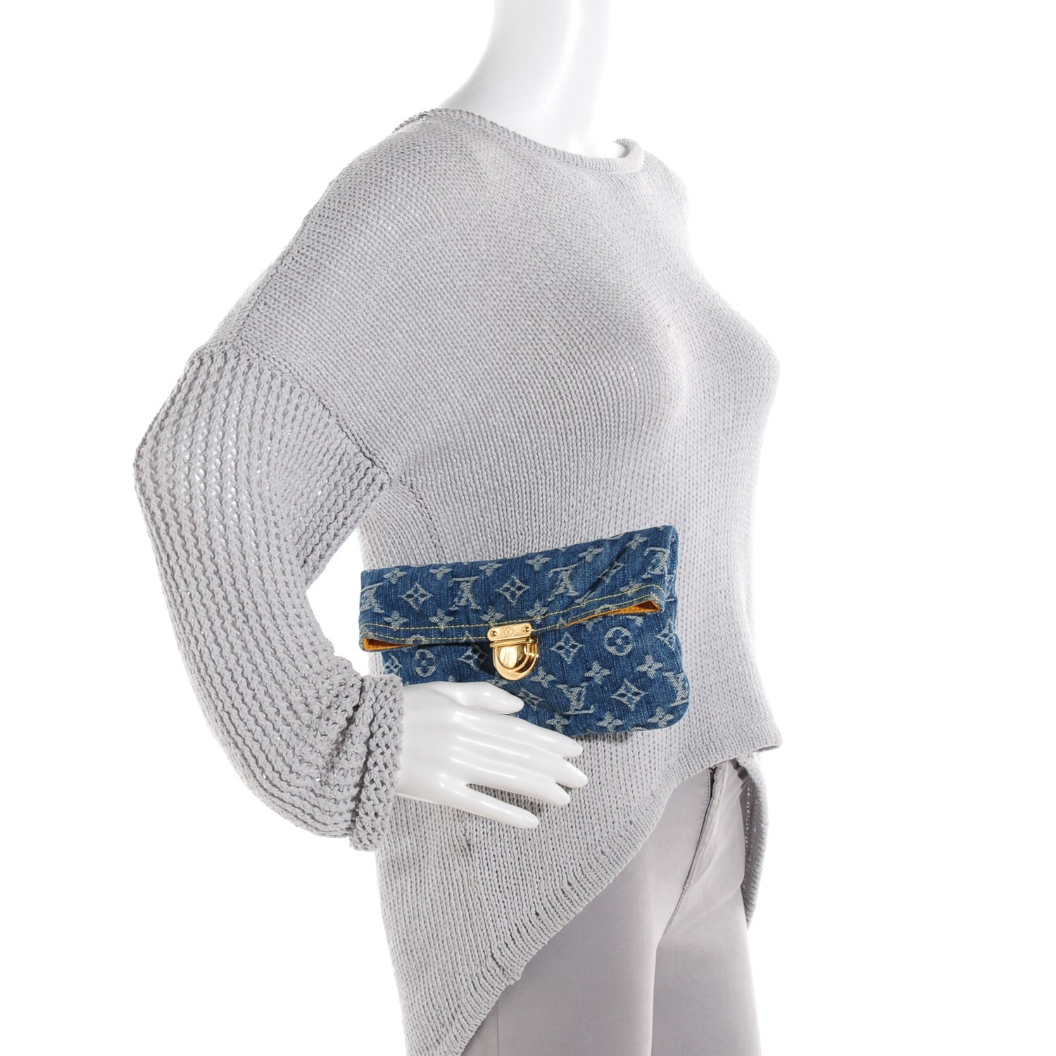 Louis Vuitton Monogram Denim Pochette Plat Clutch Blue 2 of 7