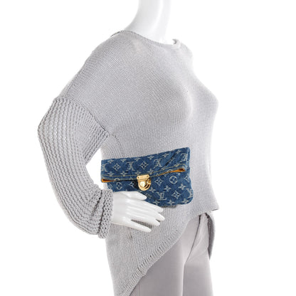 Louis Vuitton Monogram Denim Pochette Plat Clutch Blue 2 of 7