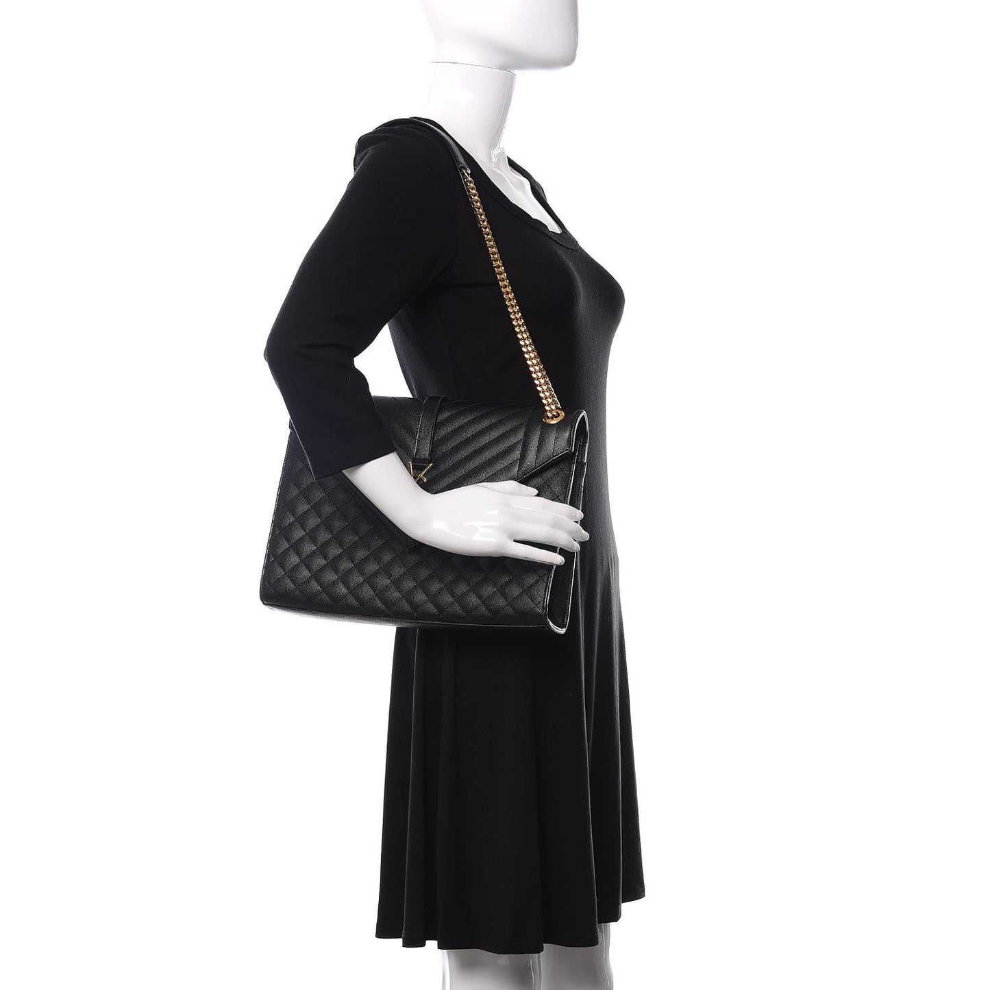 Grain De Poudre Large Tri-Quilt Monogram Satchel Black