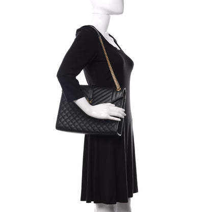 Saint Laurent Grain De Poudre Large Tri-Quilt Monogram Satchel Black 2 of 20