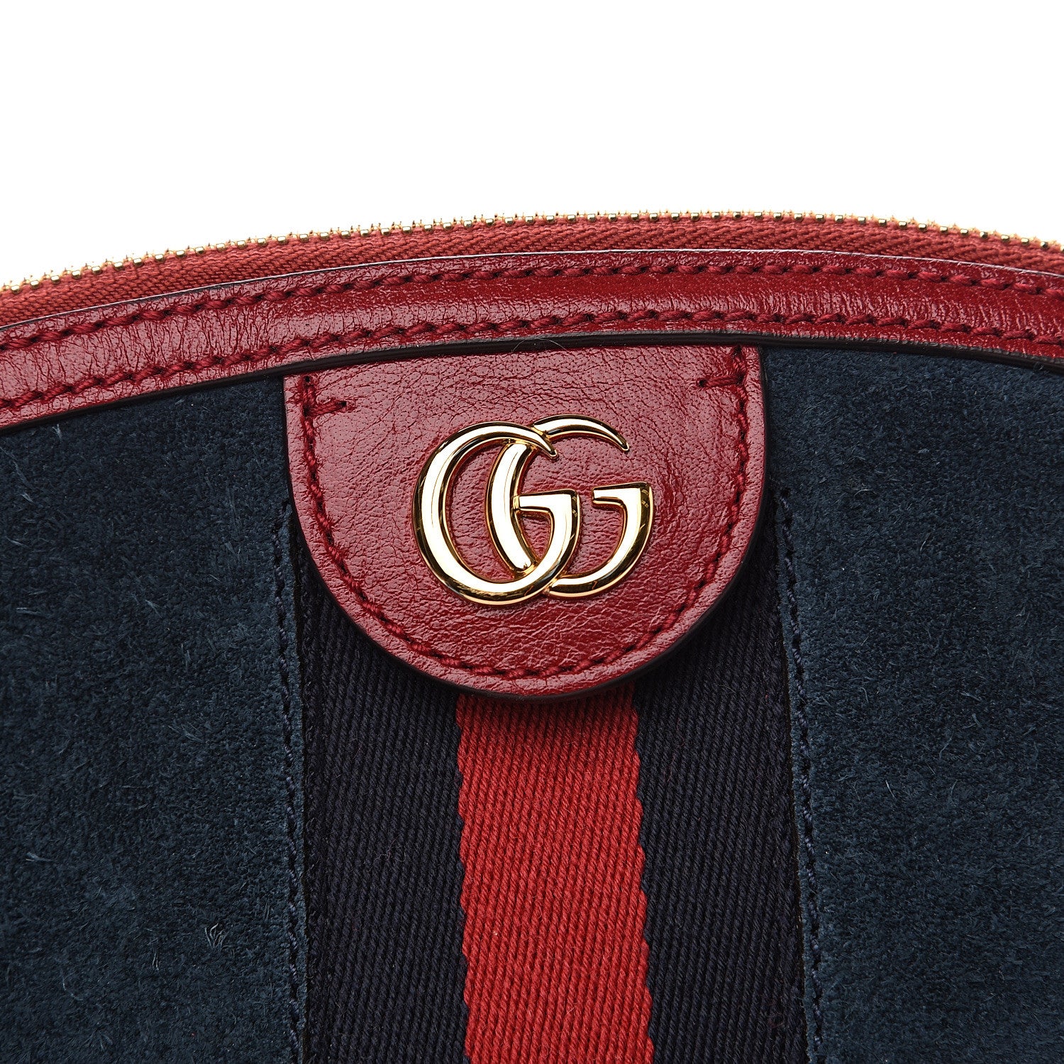 Gucci Suede Calfskin Web Small Ophidia Dome Shoulder Bag New Blue Romantic Cherry 11 of 11