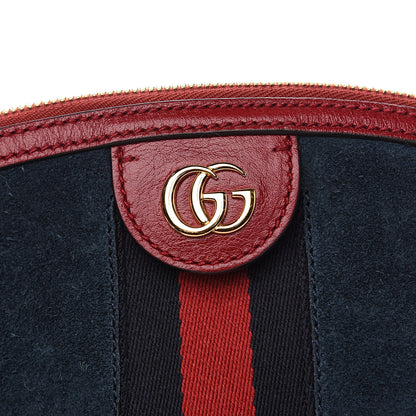 Gucci Suede Calfskin Web Small Ophidia Dome Shoulder Bag New Blue Romantic Cherry 11 of 11