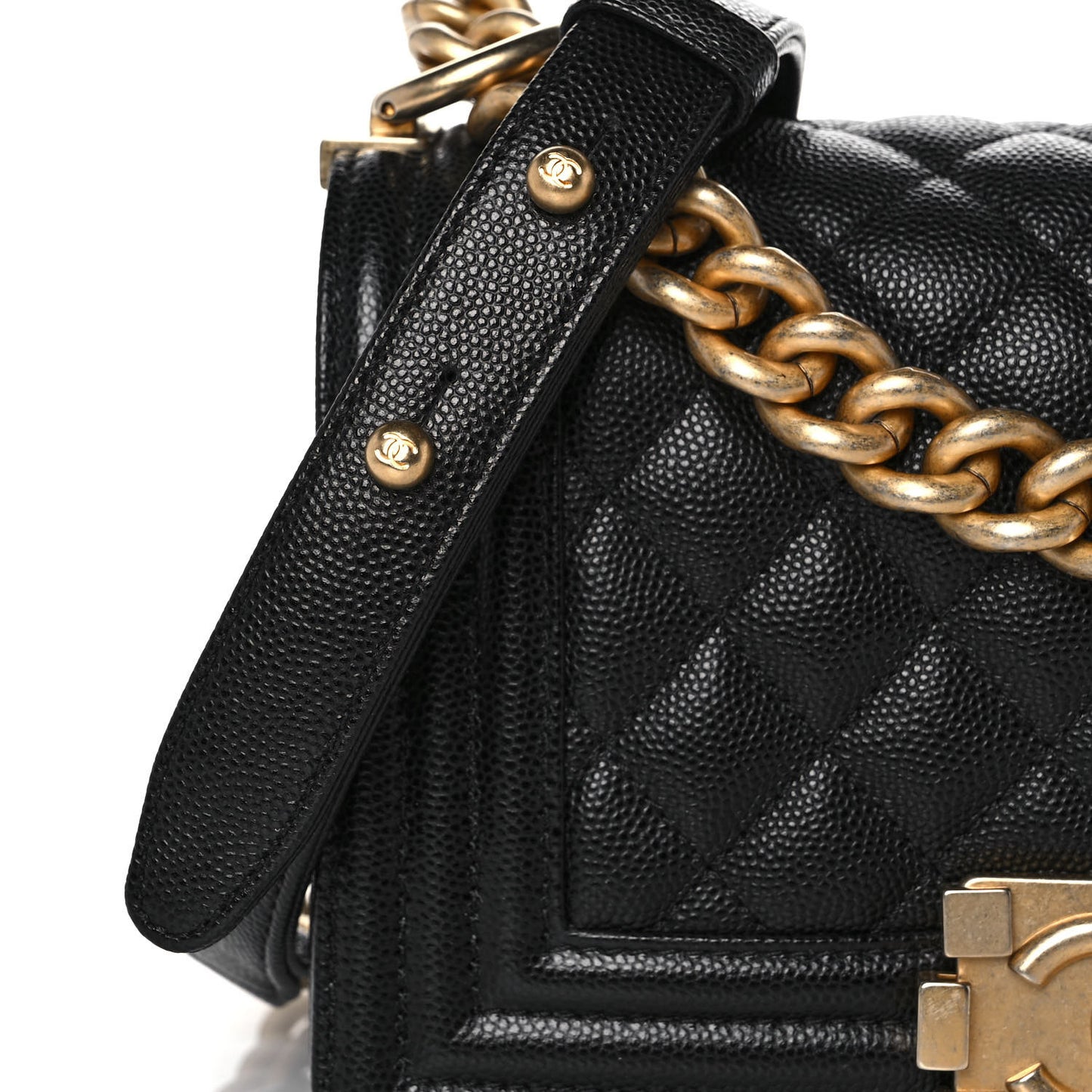 Caviar Quilted Small Boy Flap Black