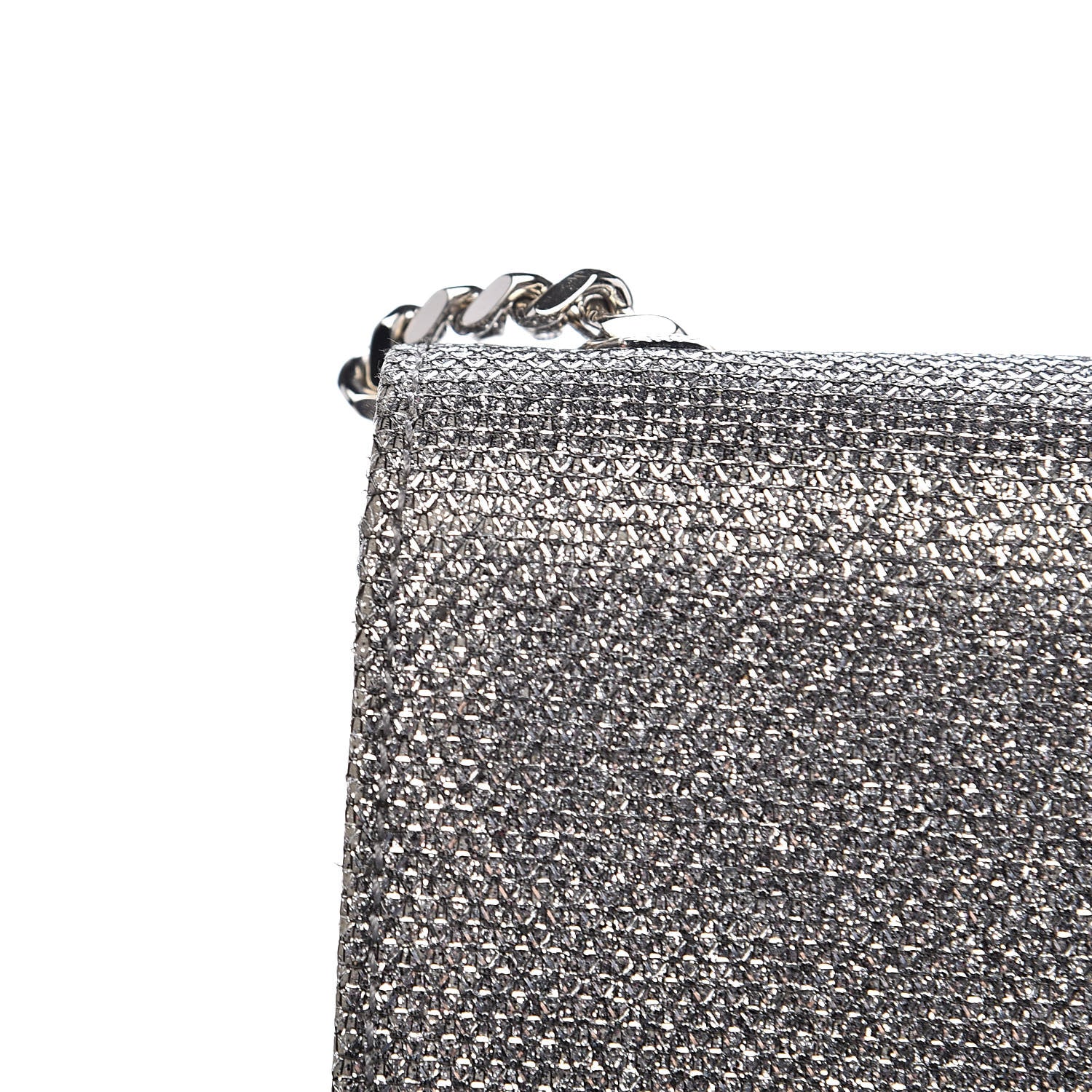 Saint Laurent Metallic Canvas Woven Medium Classic Monogram Kate Satchel Silver 7 of 12