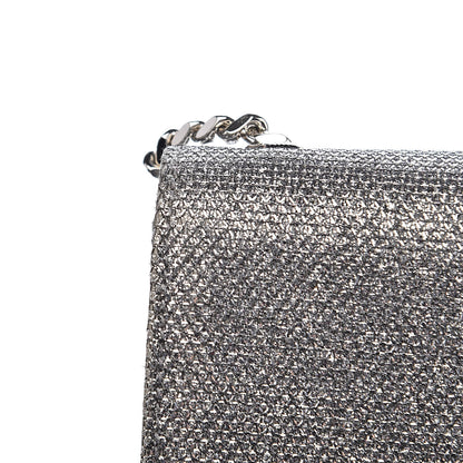 Saint Laurent Metallic Canvas Woven Medium Classic Monogram Kate Satchel Silver 7 of 12