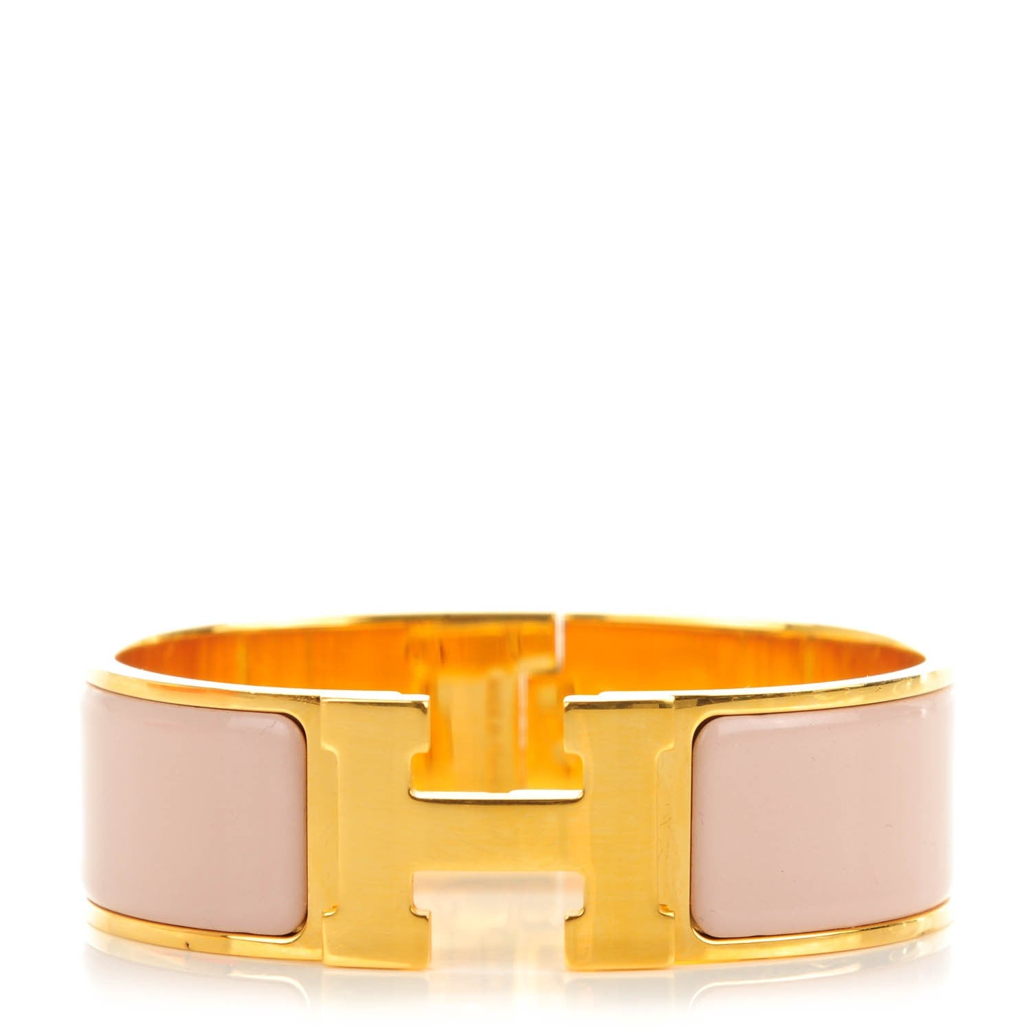 Hermes Enamel Wide Clic Clac H Bracelet GM Rose Poudre 1 of 5