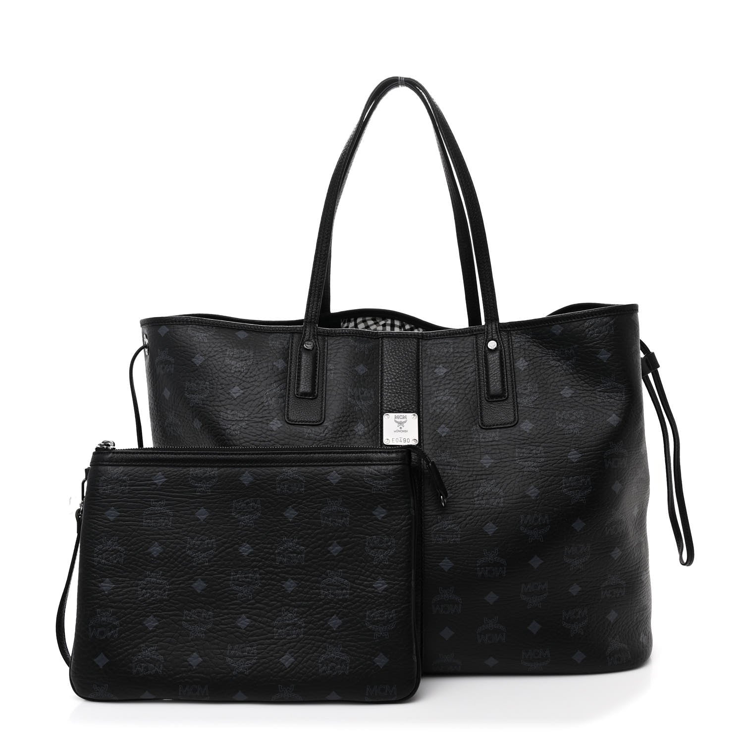 MCM Visetos Large Liz Reversible Shopper Tote Black 3 of 12