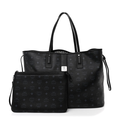 MCM Visetos Large Liz Reversible Shopper Tote Black 3 of 12