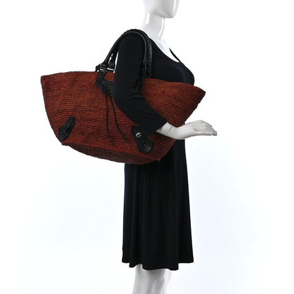 Balenciaga Raffia Woven Large Tote Brown Black 2 of 12