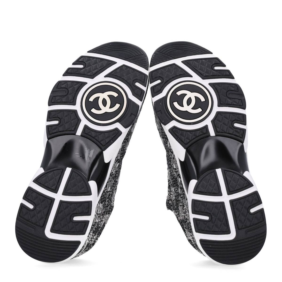 Chanel Tweed Mens CC Sneakers 41 Grey Black 7 of 10