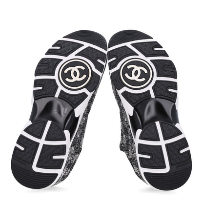 Chanel Tweed Mens CC Sneakers 41 Grey Black 7 of 10