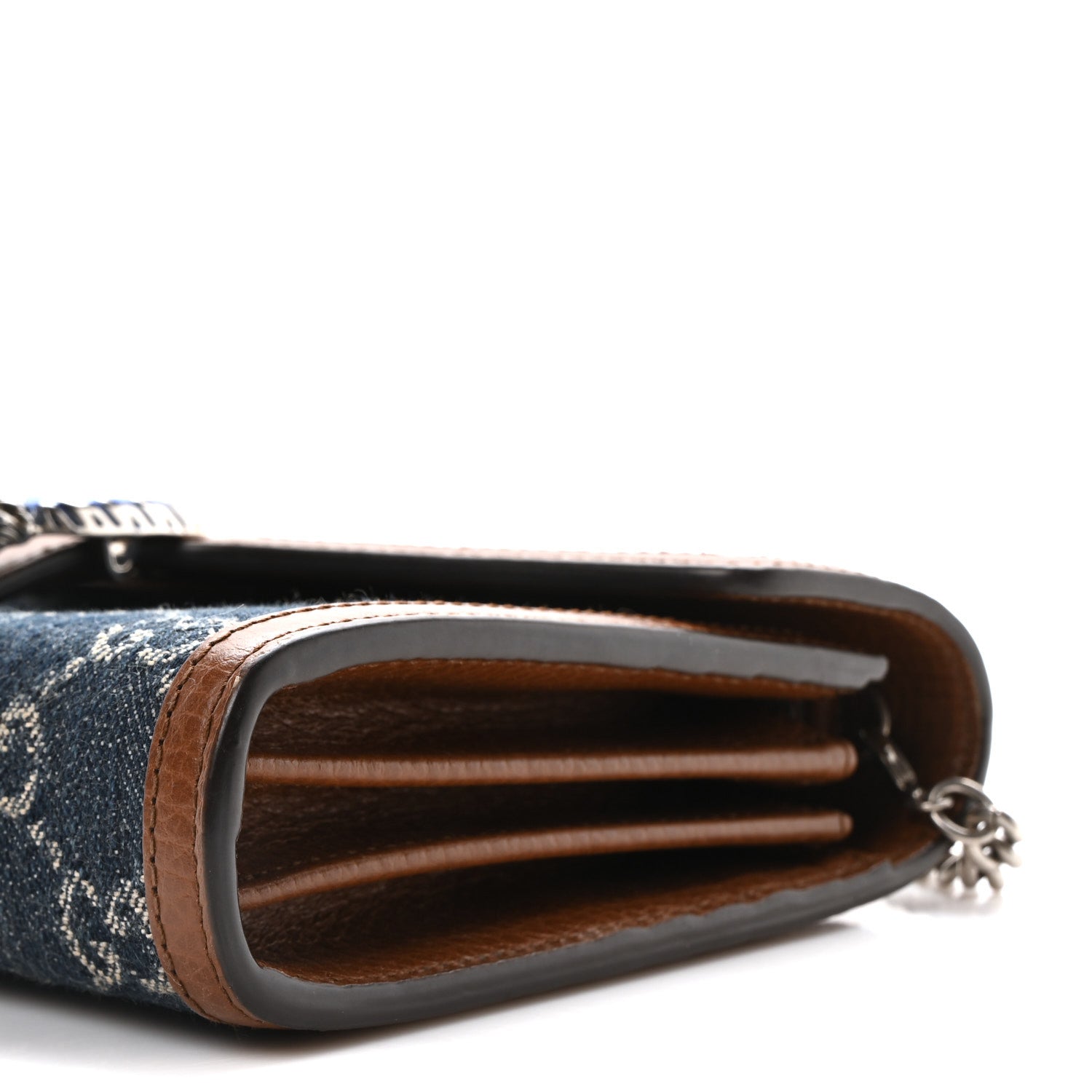 Gucci New Denim GG Monogram Dollar Calfskin Enamel Mini Dionysus Chain Wallet Blue Tea Cuir Epilog Electric Blue 9 of 9