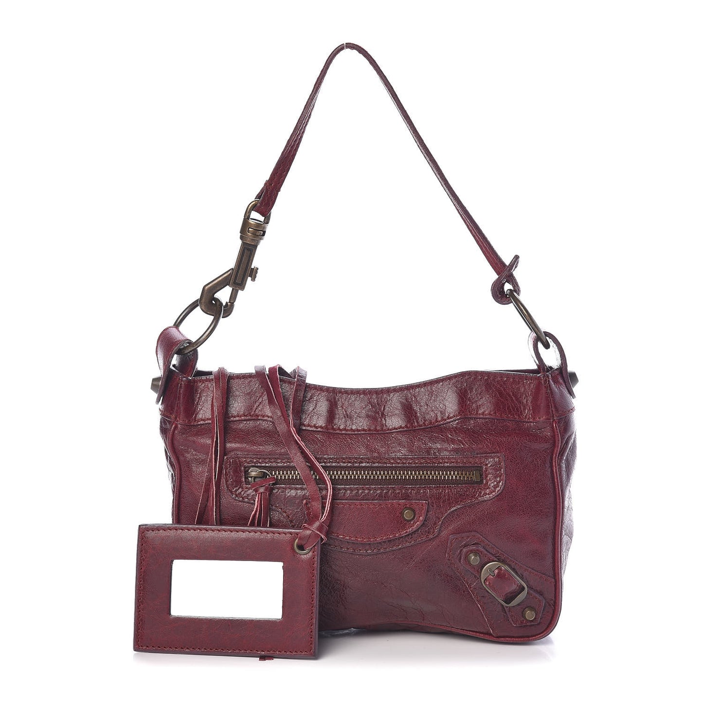 Agneau Classic Hardware Shoulder Bag Bordeaux