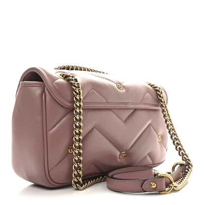 Gucci Nappa Matelasse Double G Studs Small Torchon GG Marmont Shoulder Bag Dusty Carmine Rose 3 of 11