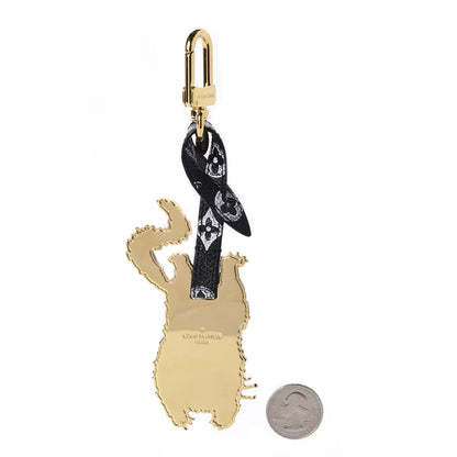 Louis Vuitton Catogram Flying Cat Bag Charm Key Holder Gold Black 2 of 4