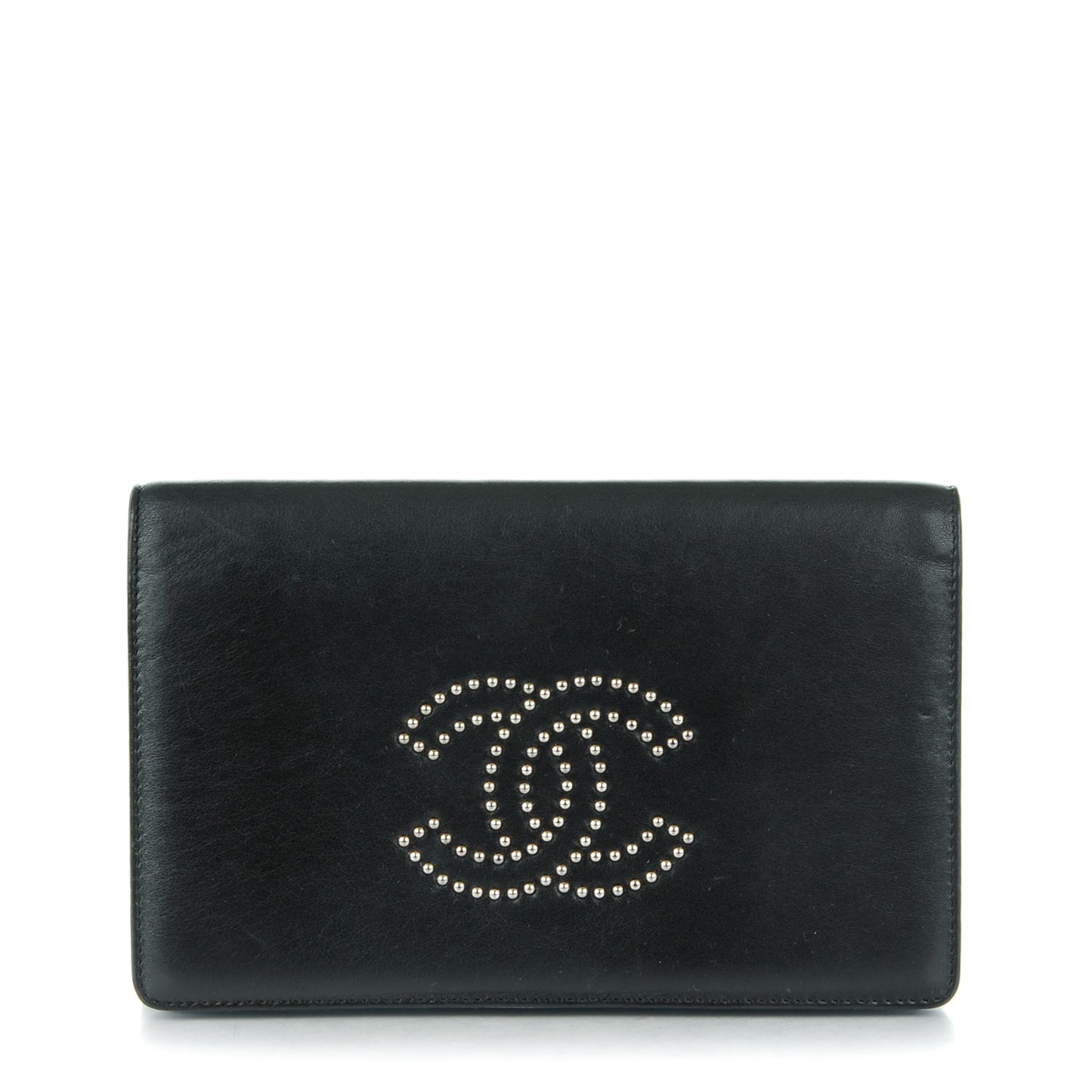Lambskin Studded CC Wallet On Chain WOC Black