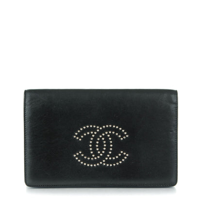 Chanel Lambskin Studded CC Wallet On Chain WOC Black 1 of 13