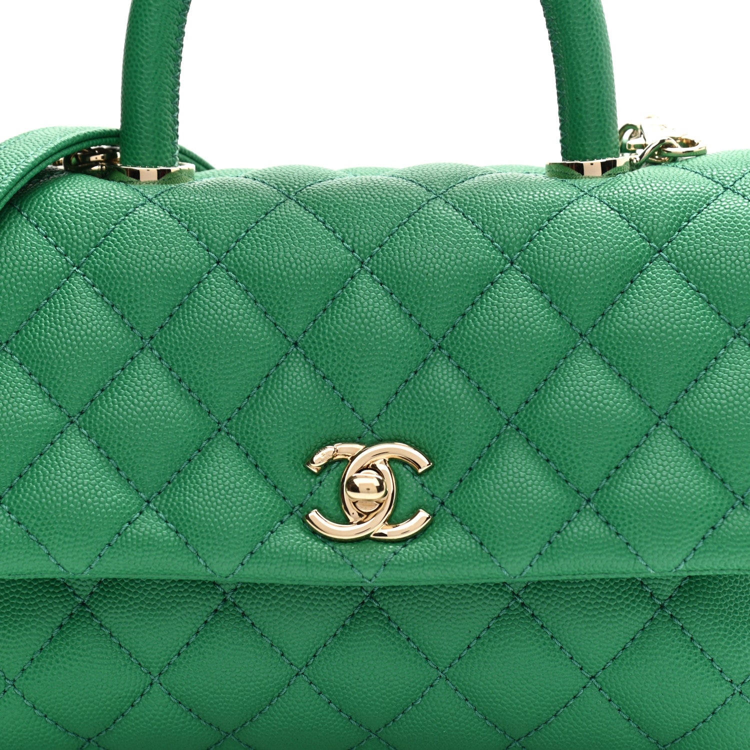 Chanel Caviar Quilted Mini Coco Handle Flap Green 8 of 11