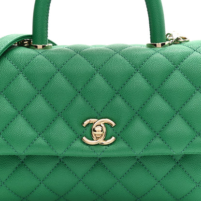 Chanel Caviar Quilted Mini Coco Handle Flap Green 8 of 11