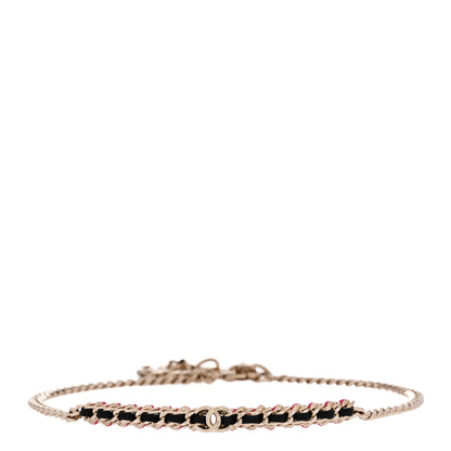 Chanel Metal Lambskin CC Choker Necklace Black Pink Gold 1 of 6