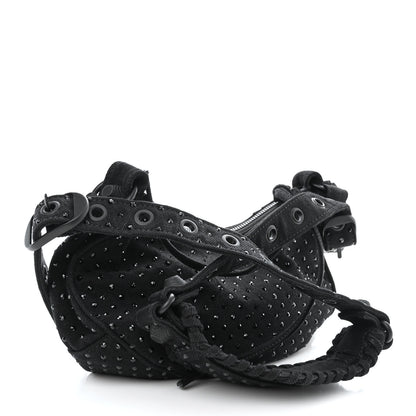 Balenciaga Denim Embellished Le Cagole Shoulder Bag XS Black 3 of 11