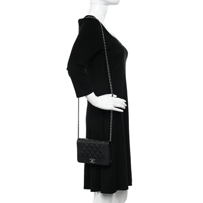 Chanel Caviar Quilted Vintage Mademoiselle Wallet On Chain WOC Black 2 of 14