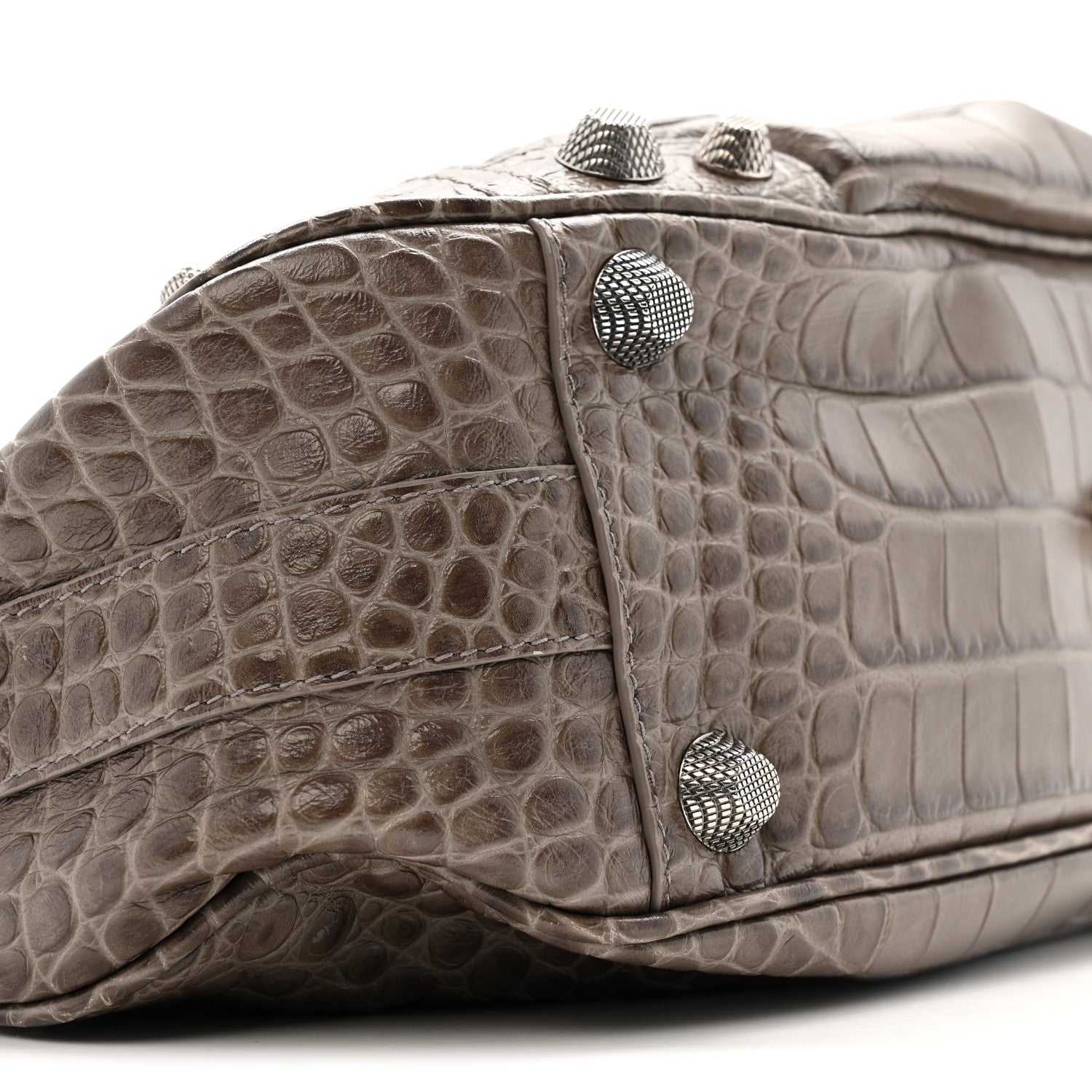 Balenciaga Extra Supple Calfskin Crocodile Embossed Medium Le Cagole Shoulder Bag Medium Grey 10 of 11
