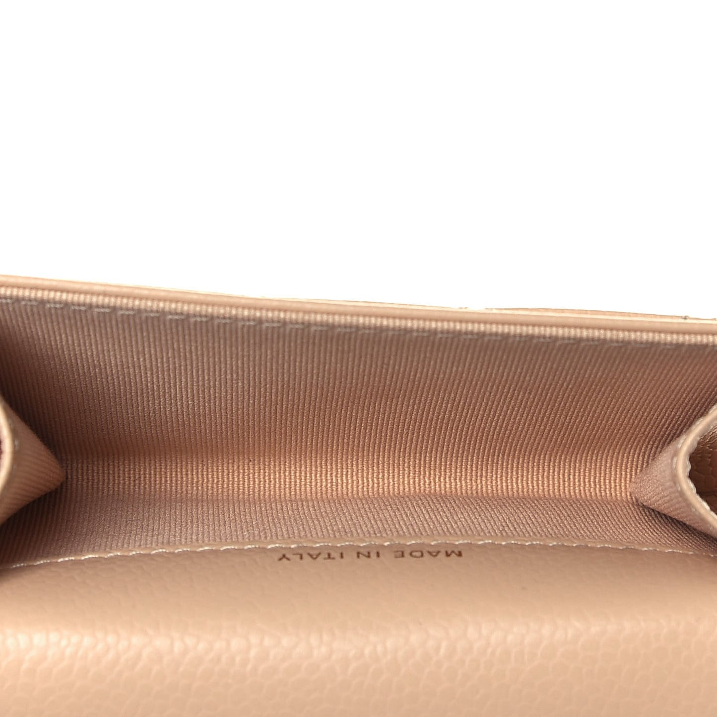 Caviar Quilted Flap Card Holder Wallet Beige