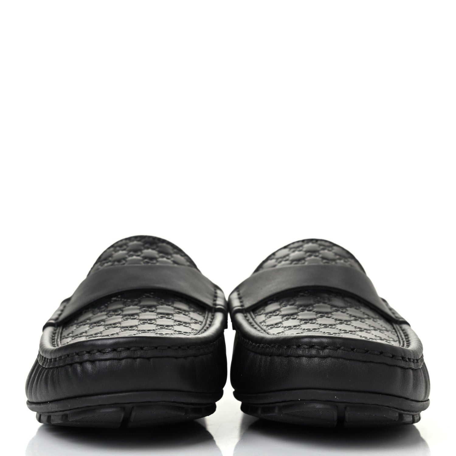 Gucci Calfskin Miro Soft Microguccissima Mens Driver Loafers 7.5 Black 2 of 4