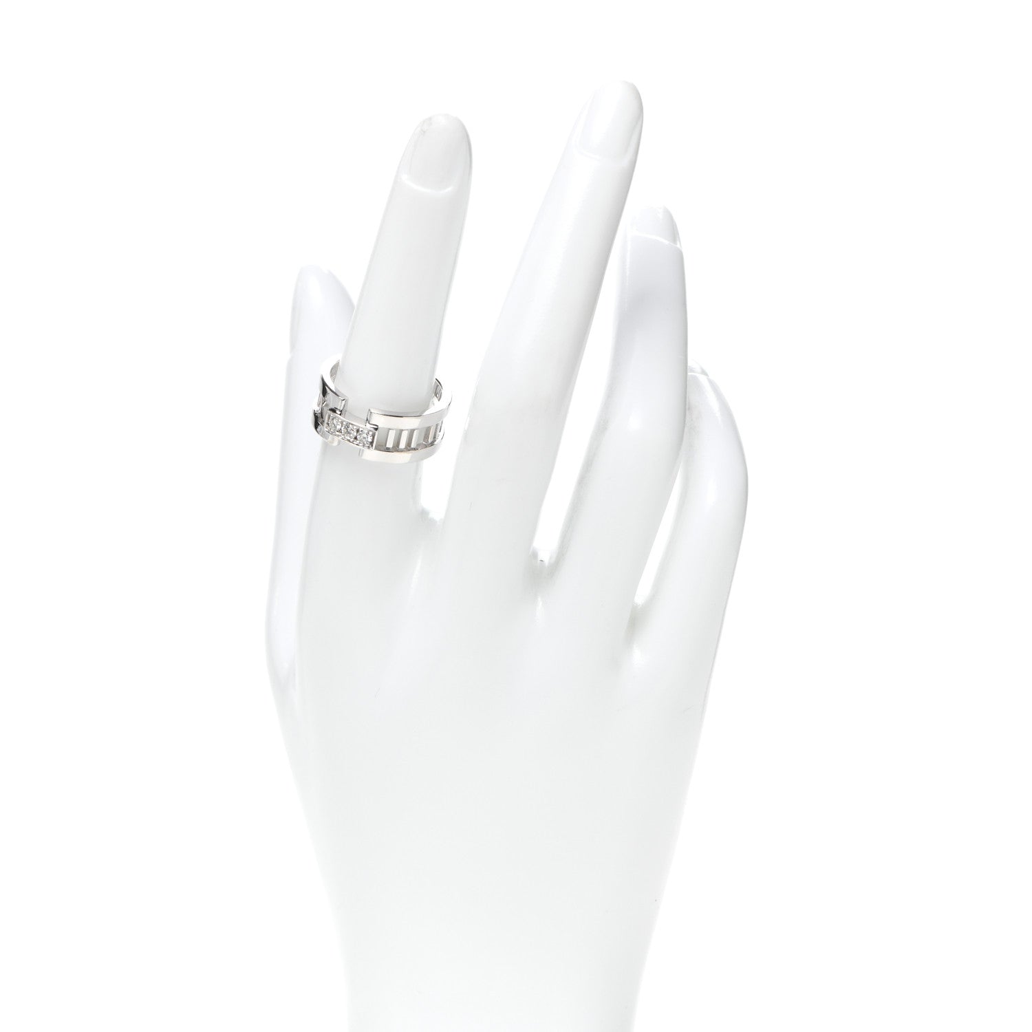 Tiffany 18K White Gold Diamond Open Atlas Ring 56 7.5 2 of 5