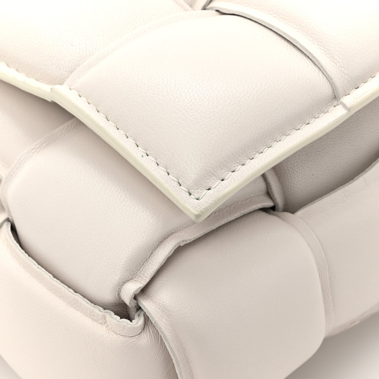 Lambskin Maxi Intreccio Padded Chain Cassette Crossbody Bag White
