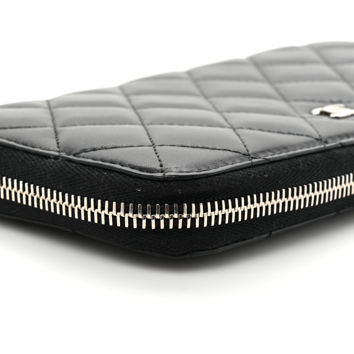 Chanel Lambskin Quilted Large Gusset Zip Around Wallet Black 15 of 15