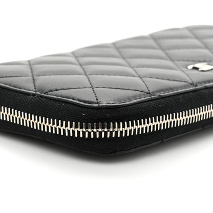 Chanel Lambskin Quilted Large Gusset Zip Around Wallet Black 15 of 15