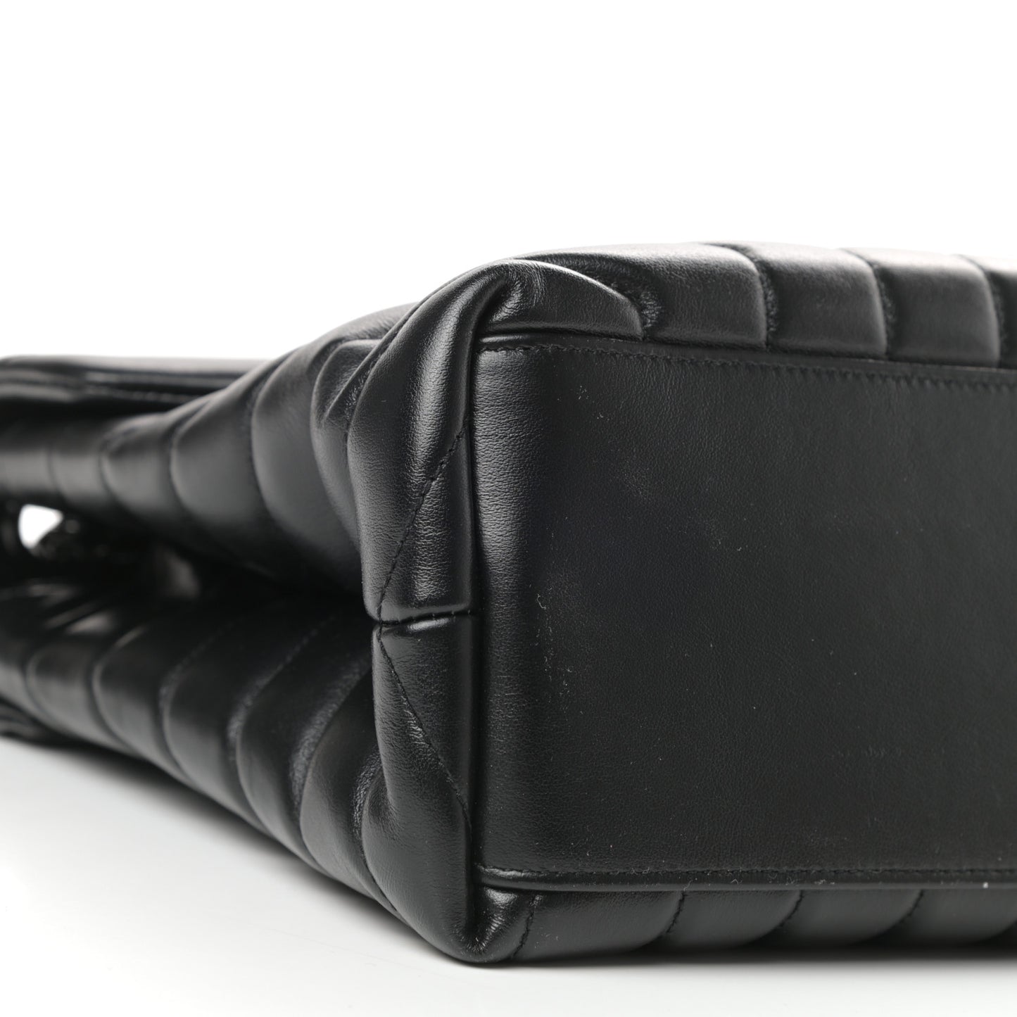 Calfskin Y Quilted Monogram Medium Loulou Chain Satchel Black