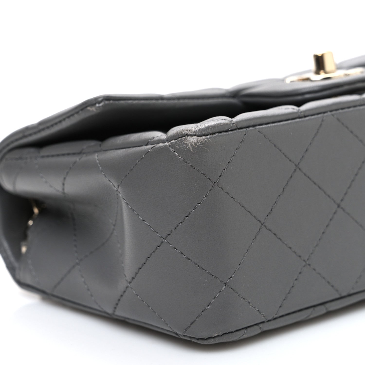 Chanel Lambskin Quilted Mini Rectangular Flap Dark Grey 1838969