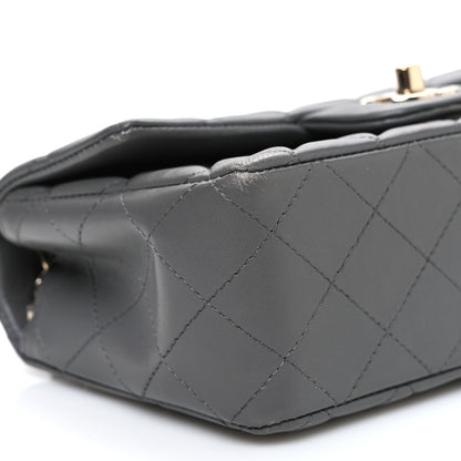 Chanel Lambskin Quilted Mini Rectangular Flap Dark Grey 9 of 11