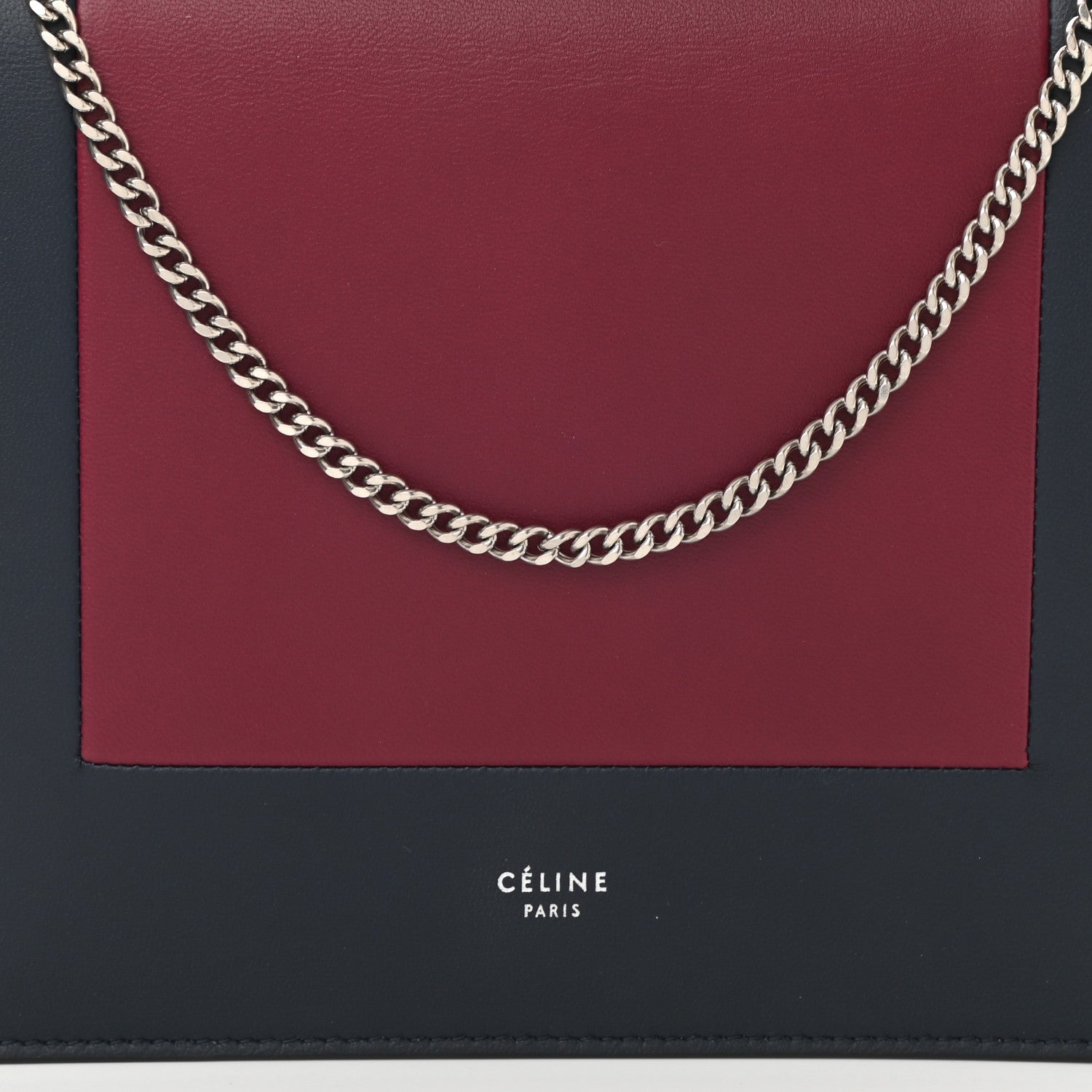 Celine Smooth Lambskin Frame Evening Chain Clutch Steel Blue Plum 7 of 9